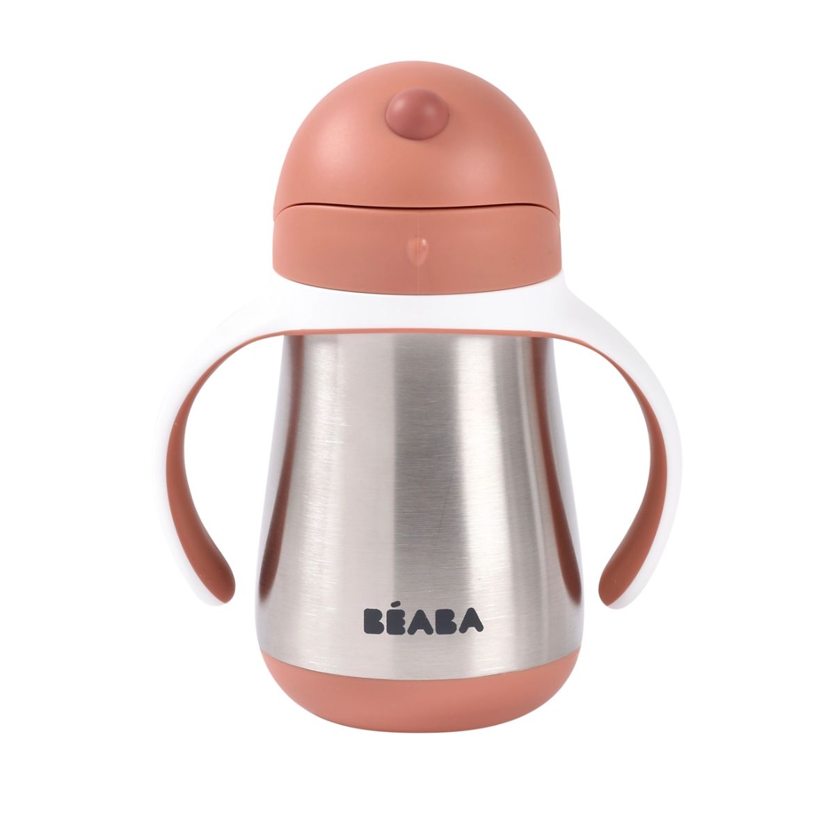 Beaba Stainless Steel Straw Sippy Cup - Terracota - Durable and Comfortable Design
