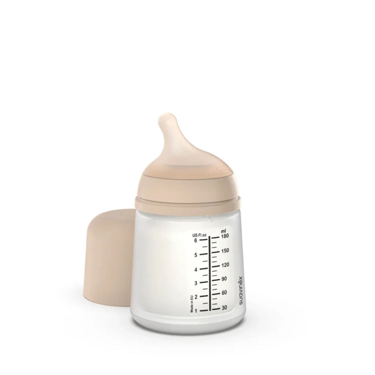 Suavinex Zero.Zero Anti-Colic Baby Bottle 6 oz Adaptable Flow 0M+ - Light Tone - Ideal for Newborns and Early Stages