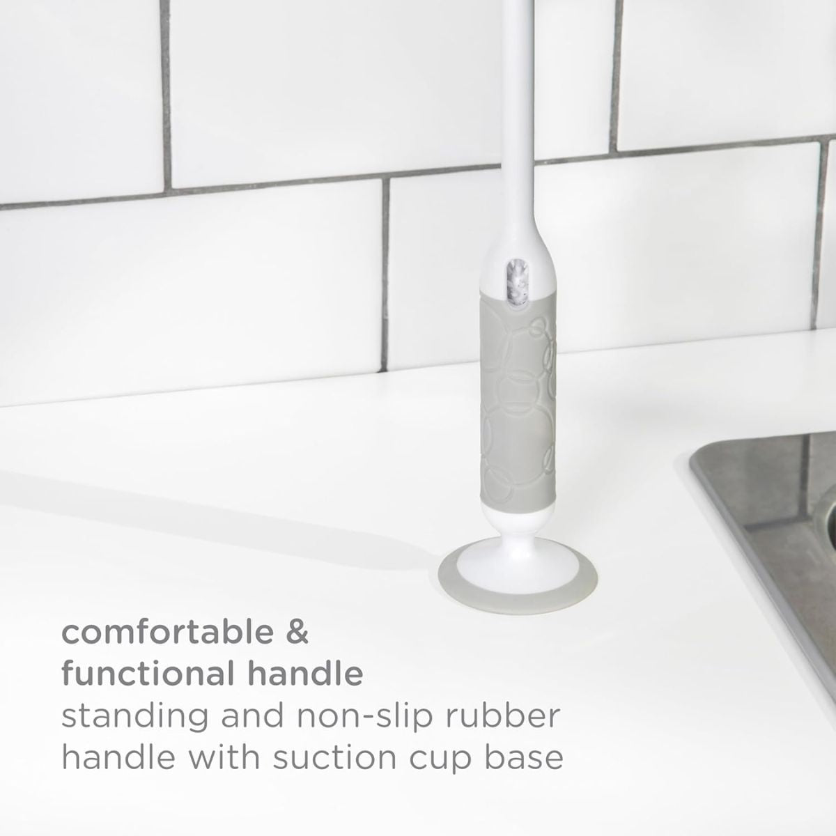 Ubbi Deluxe Baby Bottle Brush - Grey - Practical and Hygienic Use